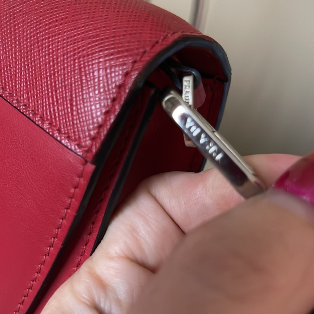 PRADA Elektra Shoulder Crossbody Bag Studded Red/Black Leather - Picture 3 of 14